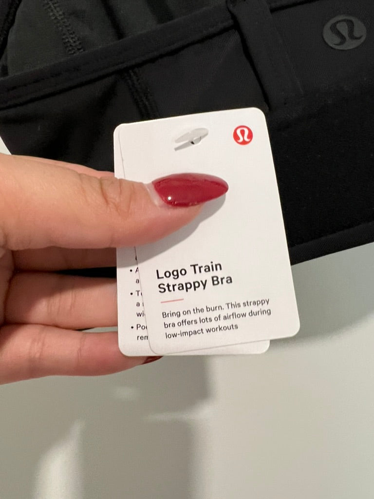 Seller #76 - Lululemon Logo Train Strappy Bra Black Size 8 NWT $68