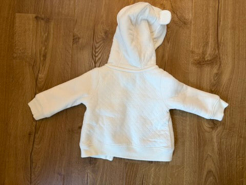 #6 - Carters Girls White Fleece-lined hoodie with bear ears -  3-6 months