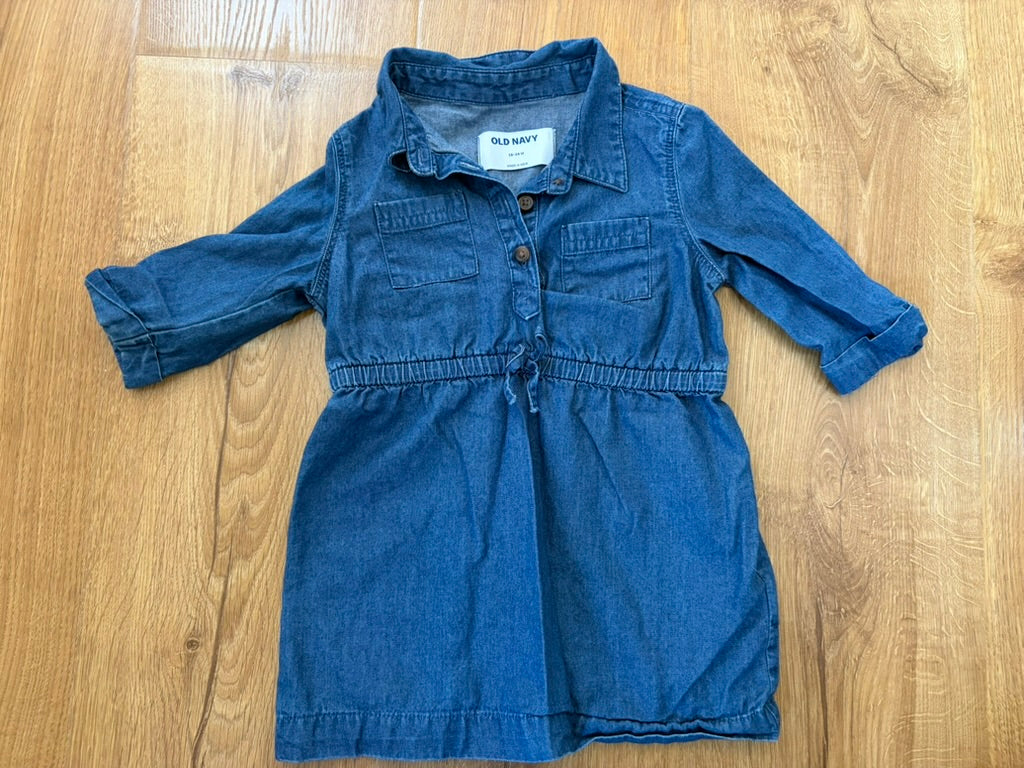 #6 - Old Navy Girls Jean Long-Sleeved Shirt Dress - 18-24 months