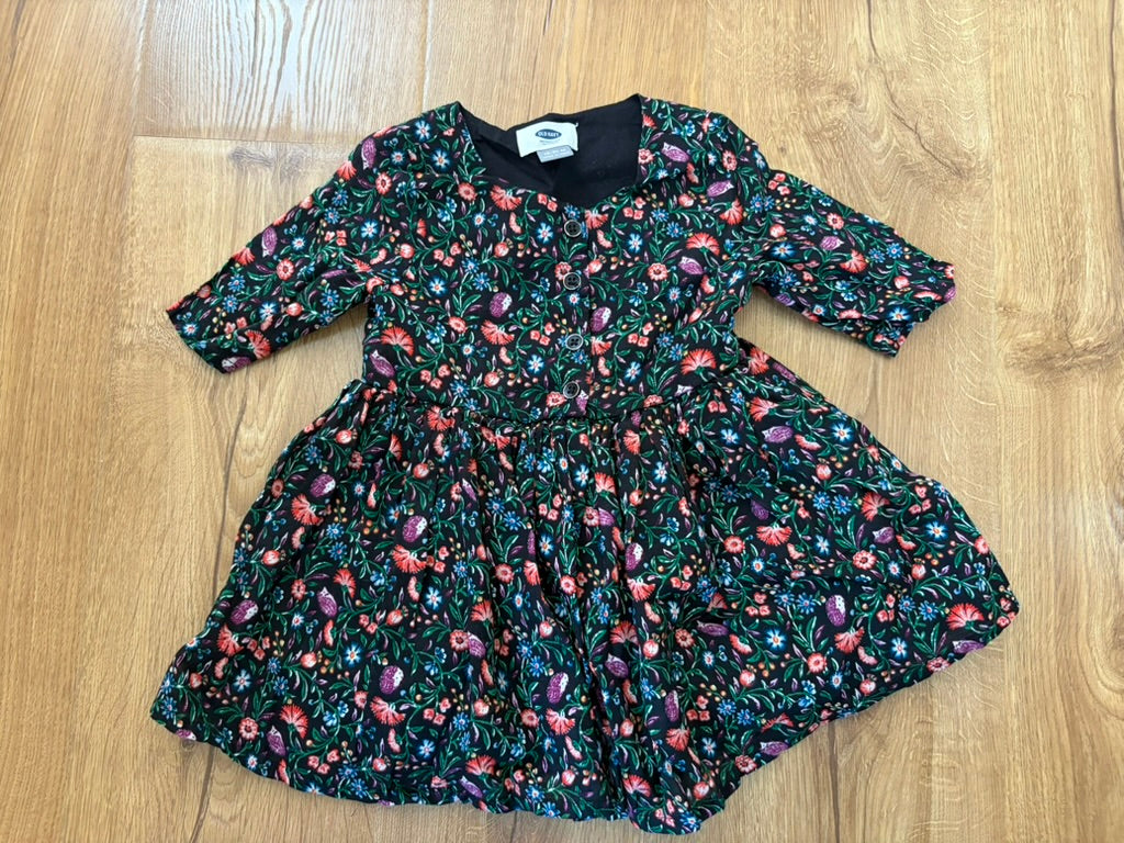 #6 - Old Navy Girls Black & Floral Dress - 18-24 months