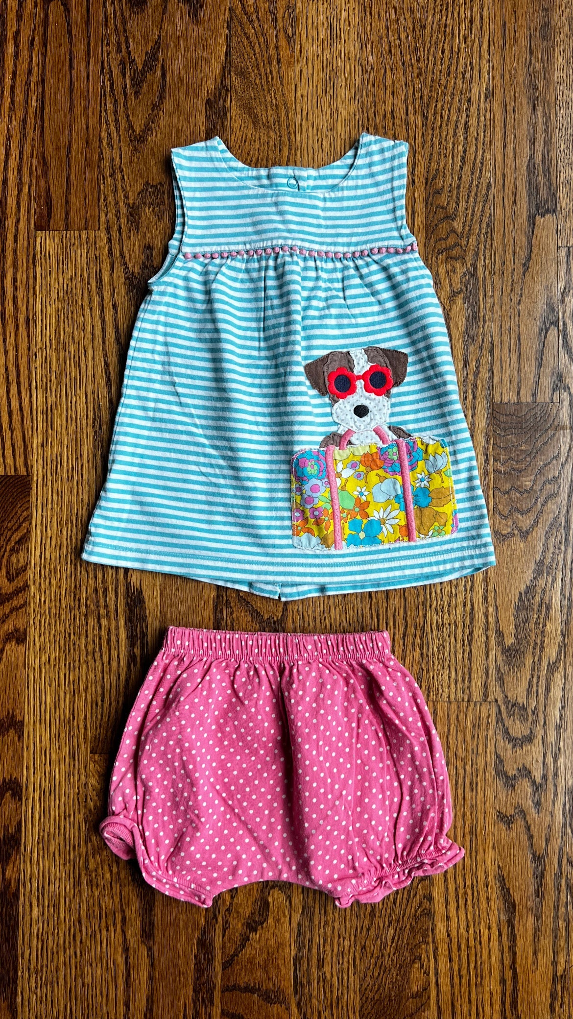 Seller #115 - Baby Boden Girls 2-3Y Striped Beach Dog Sleeveless Shirt with Matching Bloomers, VGUC/GUC
