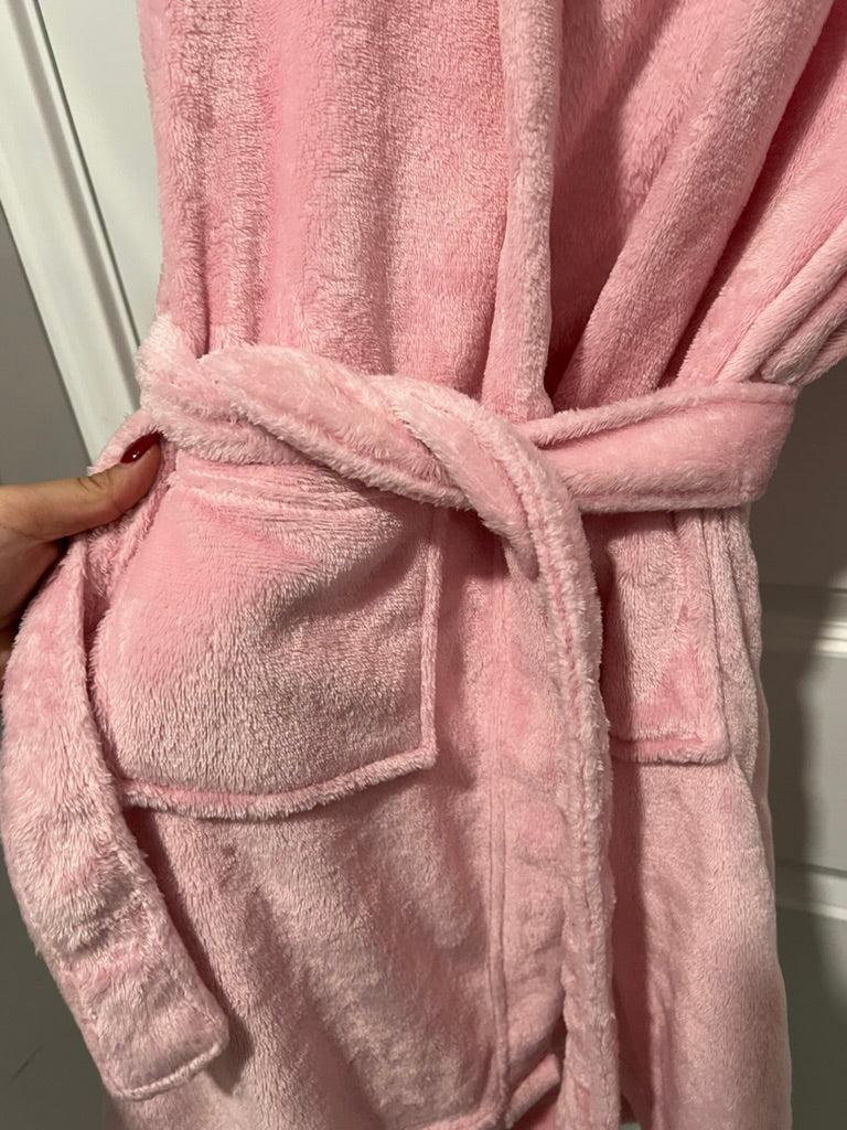 Seller #76 - Lands End Kids Plush Robe Hooded Size Medium (10-12) Pink Bedtime