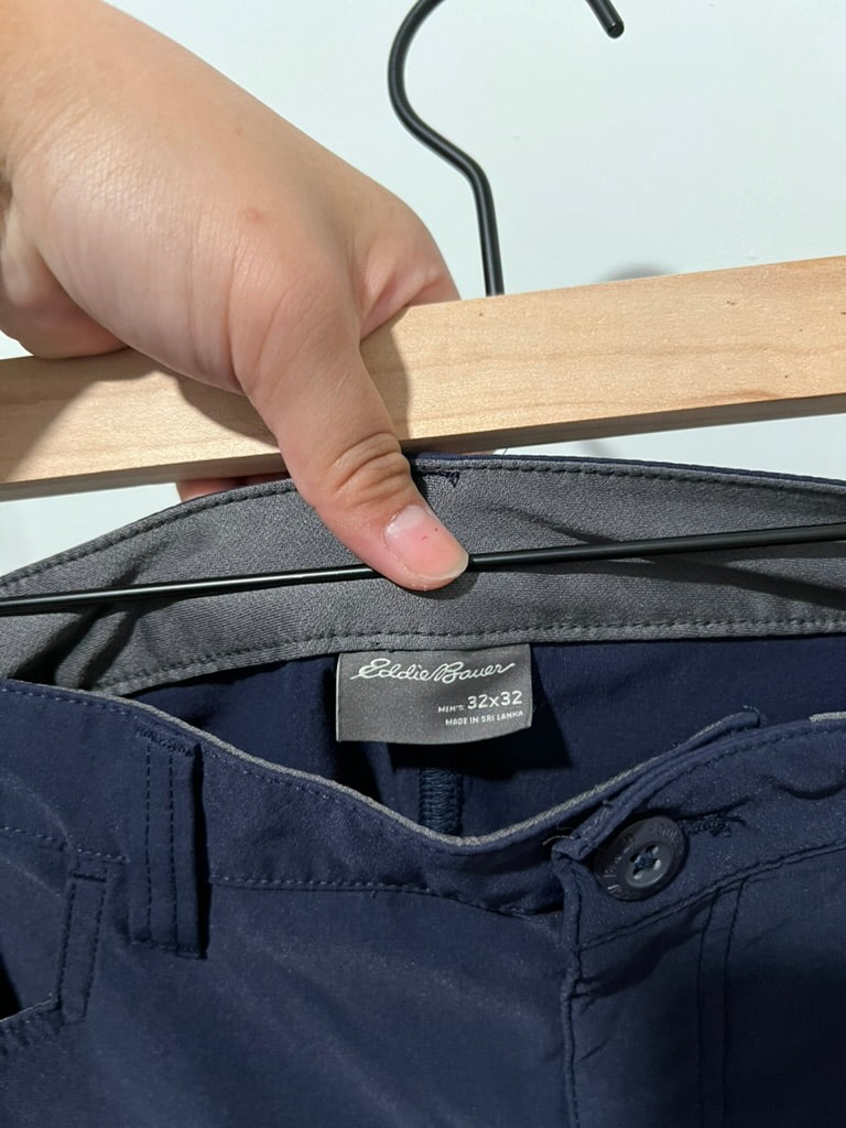 Seller #76 - Eddie Bauer Tech Pants Men's Nylon Stretch Straight Leg - Navy Blue - 32x32