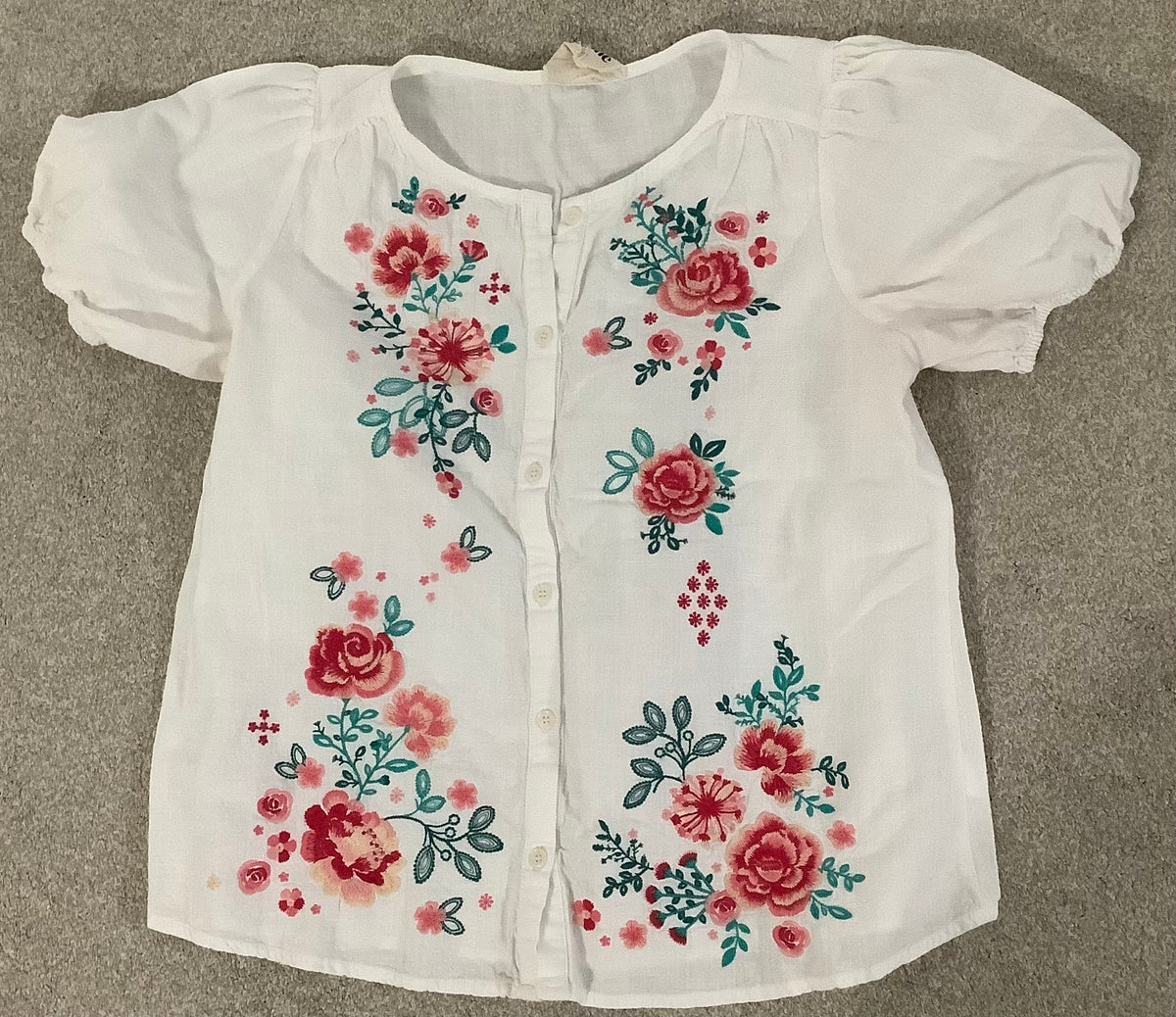 #130 Savanna Jane Cotton Embroidered Shirt Sz M
