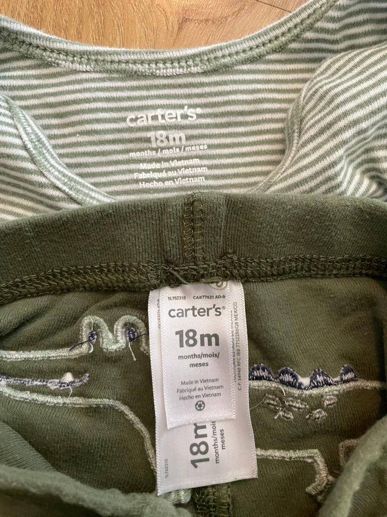 #6 - Boys Carters Chomp Alligator Boys Green Outfit, 18 months