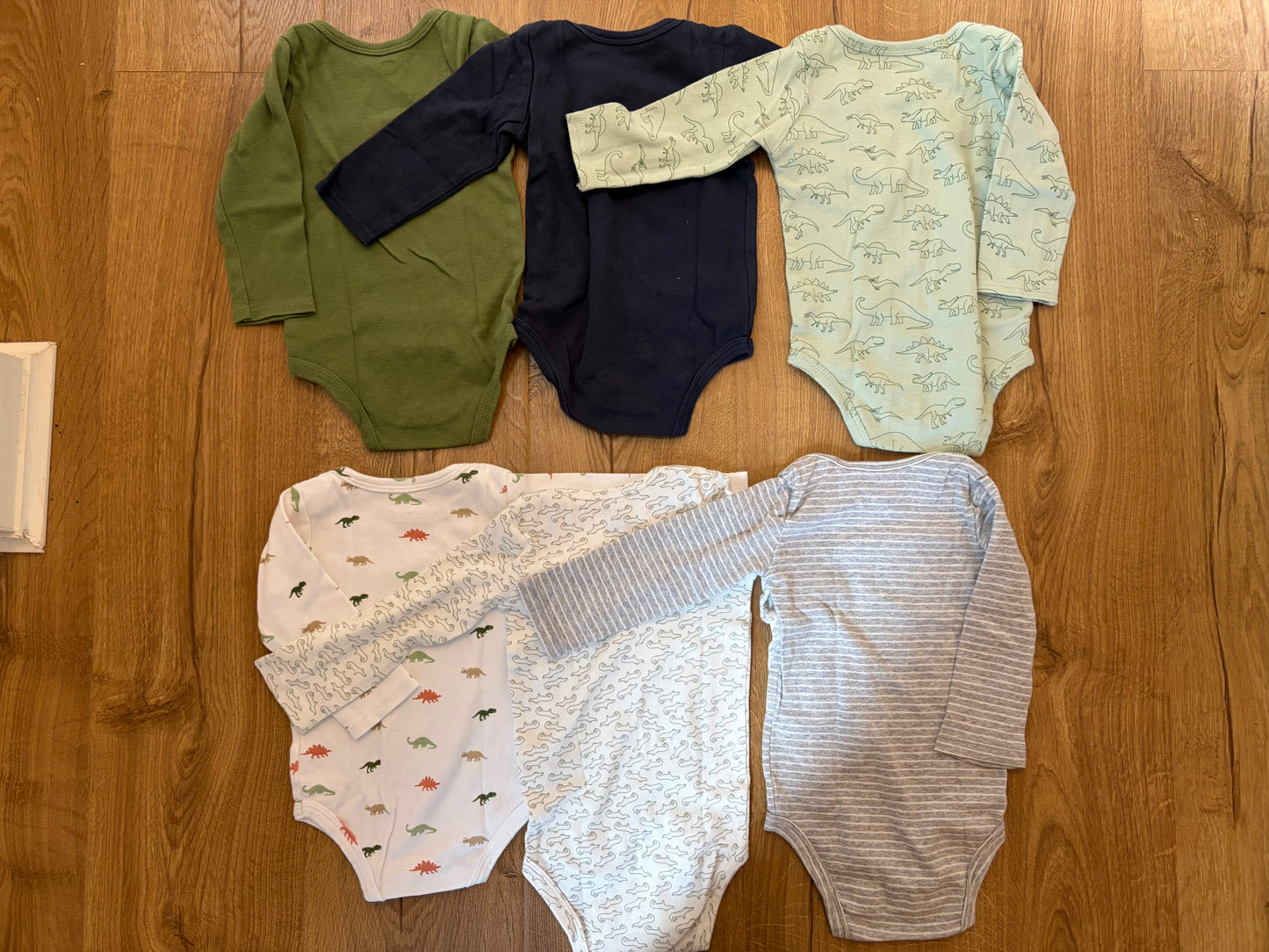 #6 - Hudson Baby and Carters Boys Long Sleeved Bodysuits  (Set of 6) - 18 months