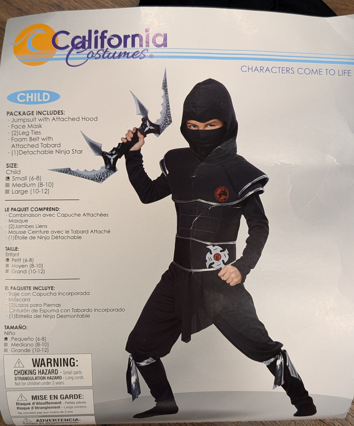 #3 Ninja costume, size S (6-8)