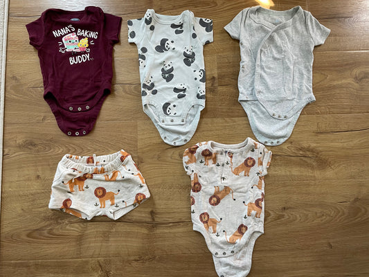 #6 - Boys Old Navy Bodysuits/Onesies - Baking, Pandas, Grey, Lions, 3-6 months