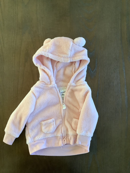 Pink Carter’s Girls 3 month velvet hooded jacket size 3 months