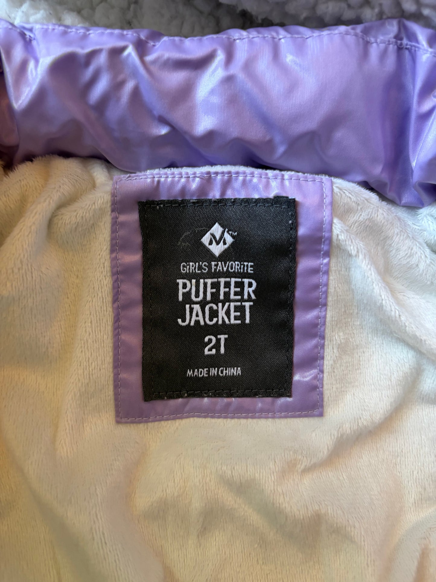 #6 - Girls Purple Puffer Jacket with removable hood - 2T