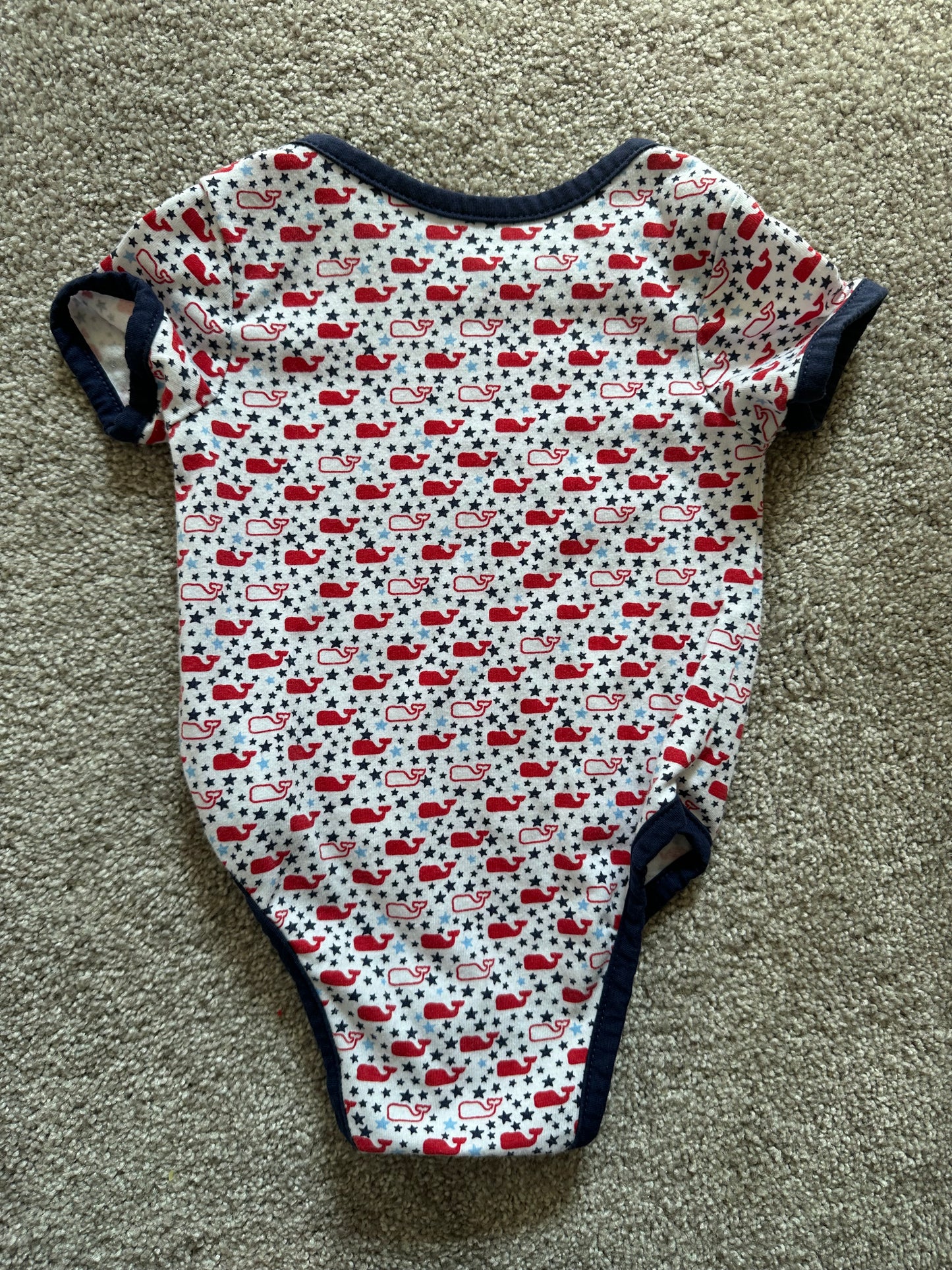 Vineyard Vines | whales & stars bodysuit | gender neutral | red, white, & blue | 0-3 months