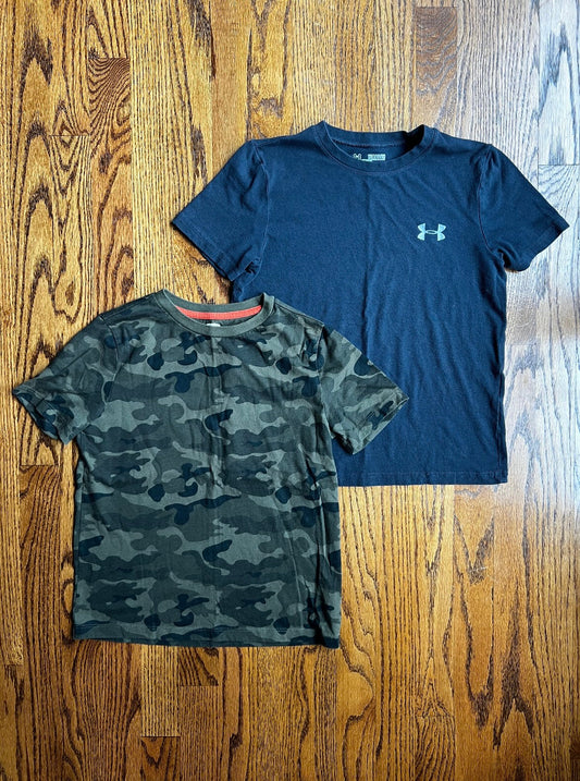 Seller #115 - REDUCED Under Armour / Old Navy Boys Size S/M Black & Camo T-Shirt Bundle, VGUC/GUC