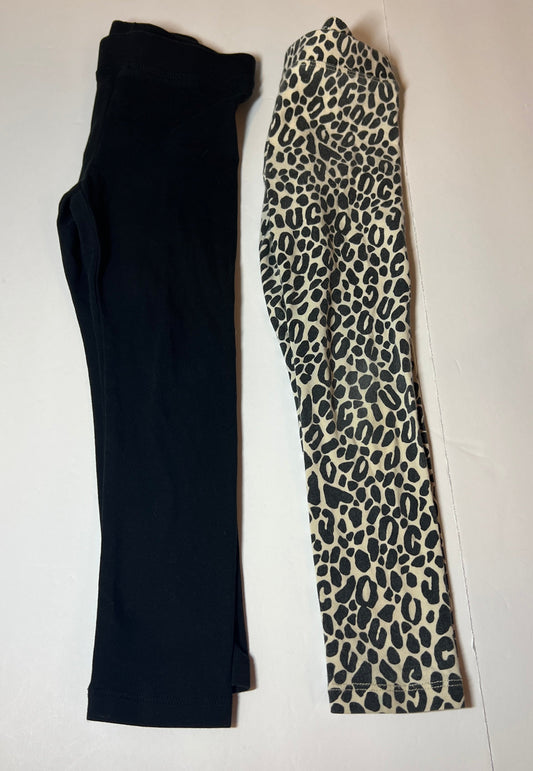 #180 Girls 4T Crewcuts Full Length Legging Bundle -Leopard and Black