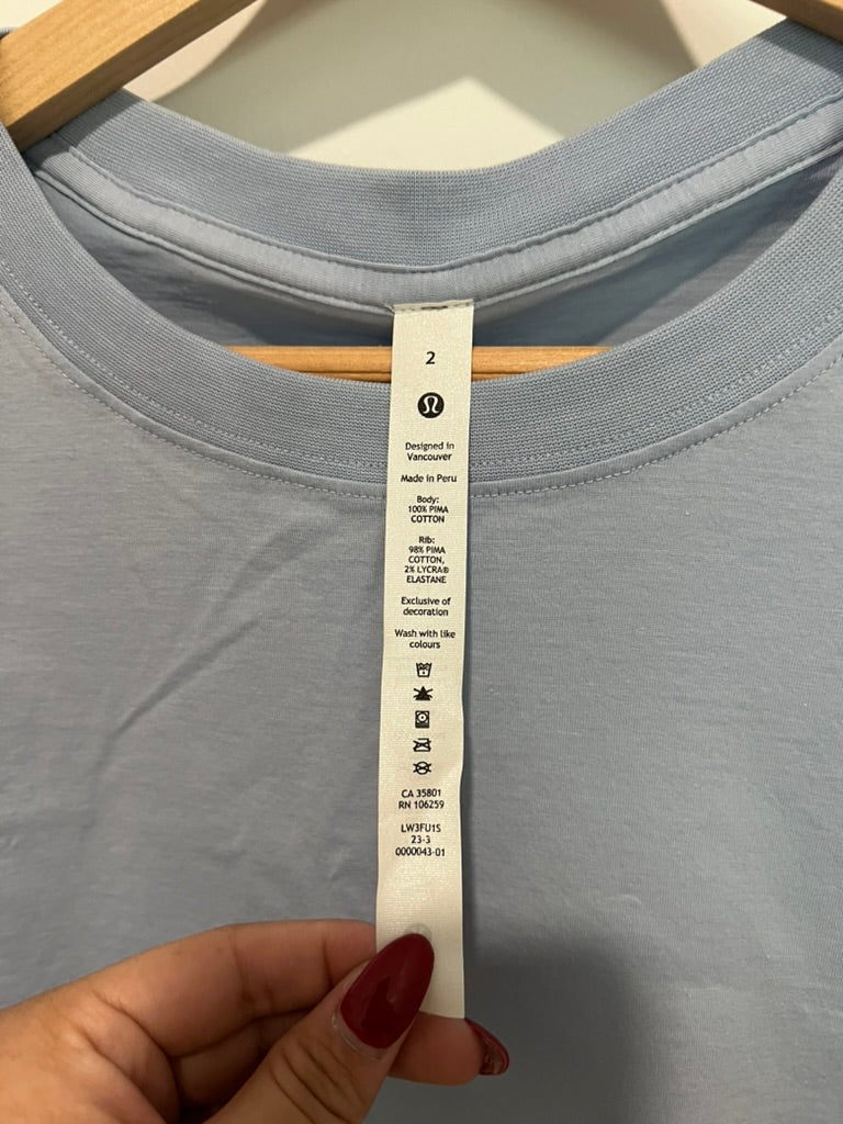 Seller #76 - Lululemon All Yours Cotton Tee Size 2 NWT $58.00 BLEN