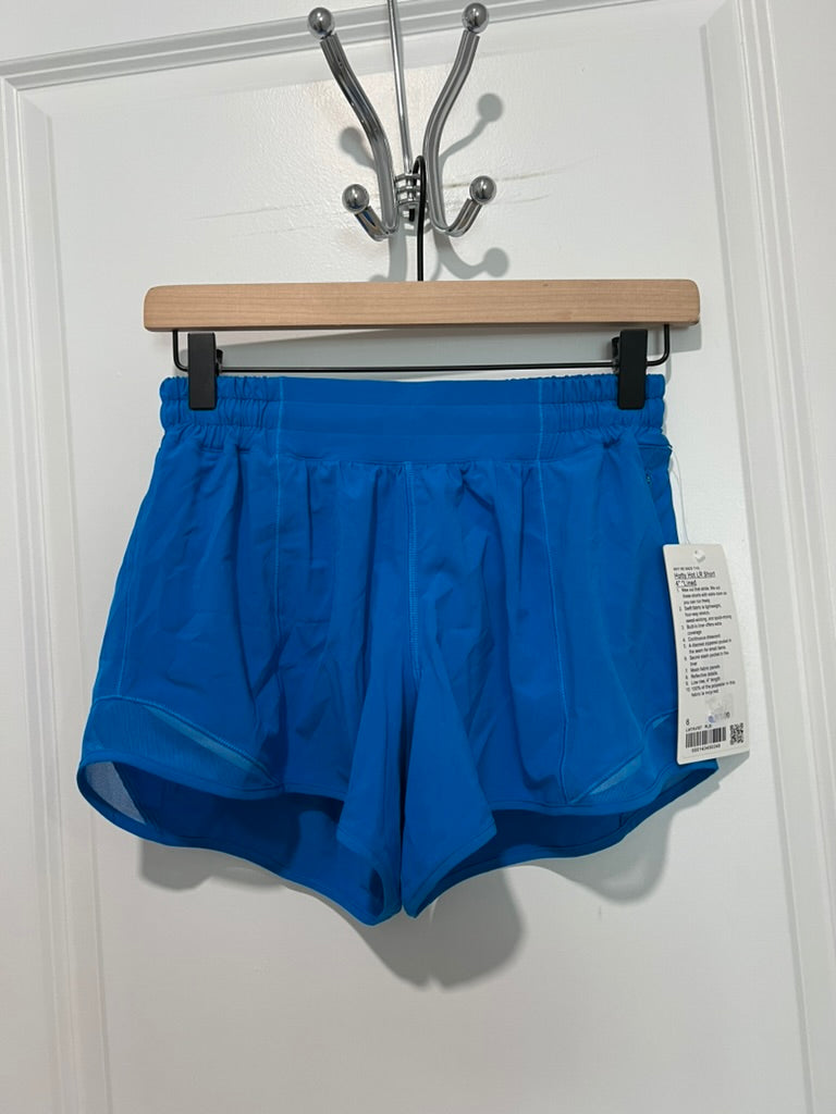 Seller #76 **REDUCED** - Lululemon Hotty Hot LR Short 4" *Lined Size 6 Blue PLSI NWT $68