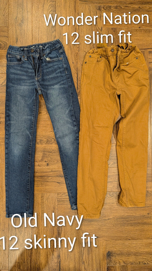 #3 REDUCED PRICE!  Old Navy skinny fit jeans & Wonder Nation slim fit rust color jeans, size 12