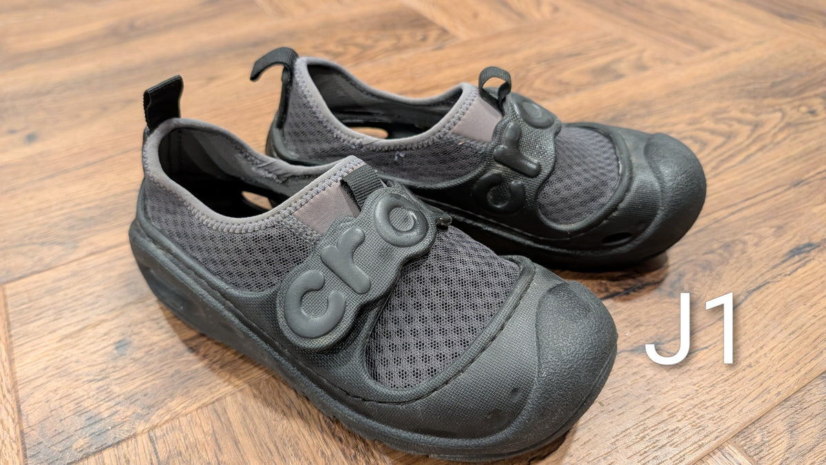 #3 Crocs black water shoes, size J1
