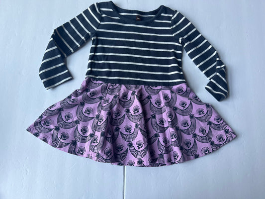 #180 Girls 2T Tea navy and purple dress GUC