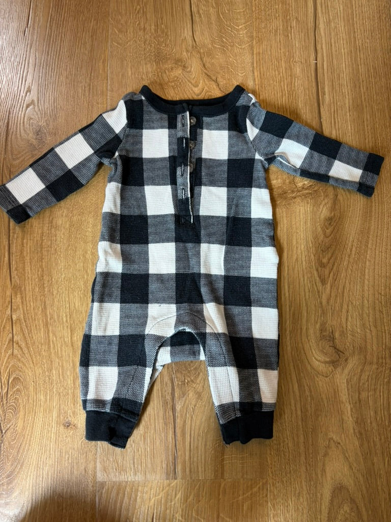 #6 - Old Navy Buffalo Plaid Onesie/PJs - 0-3 months
