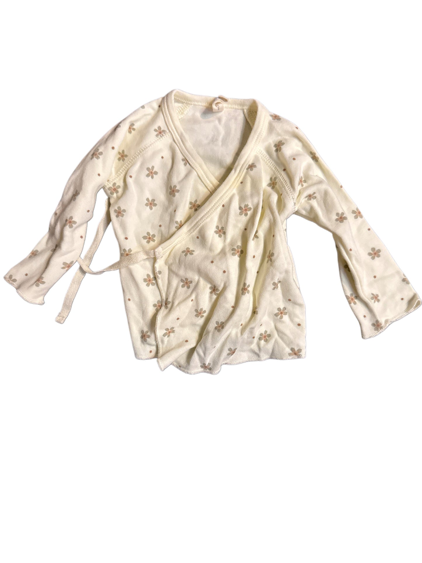 #28 REDUCED Quincy Mae Side Snap Dotty Floral Shirt Size 0-3M