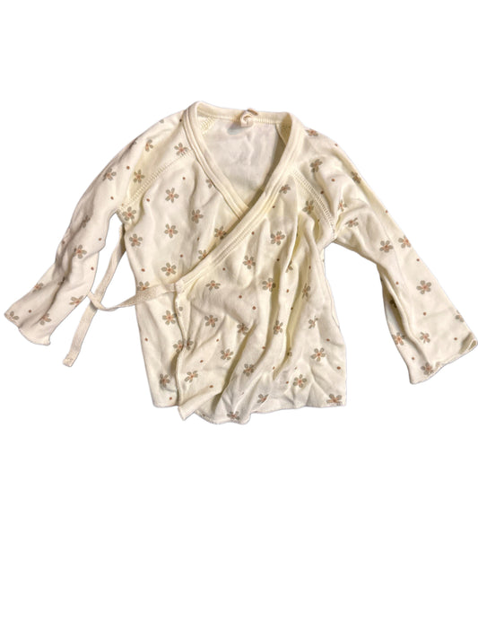 #28 REDUCED Quincy Mae Side Snap Dotty Floral Shirt Size 0-3M