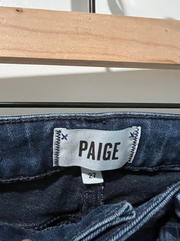 Seller #76 - PAIGE Jeans Women's Size 27 Verdugo Crop Dark Blue Distressed Denim
