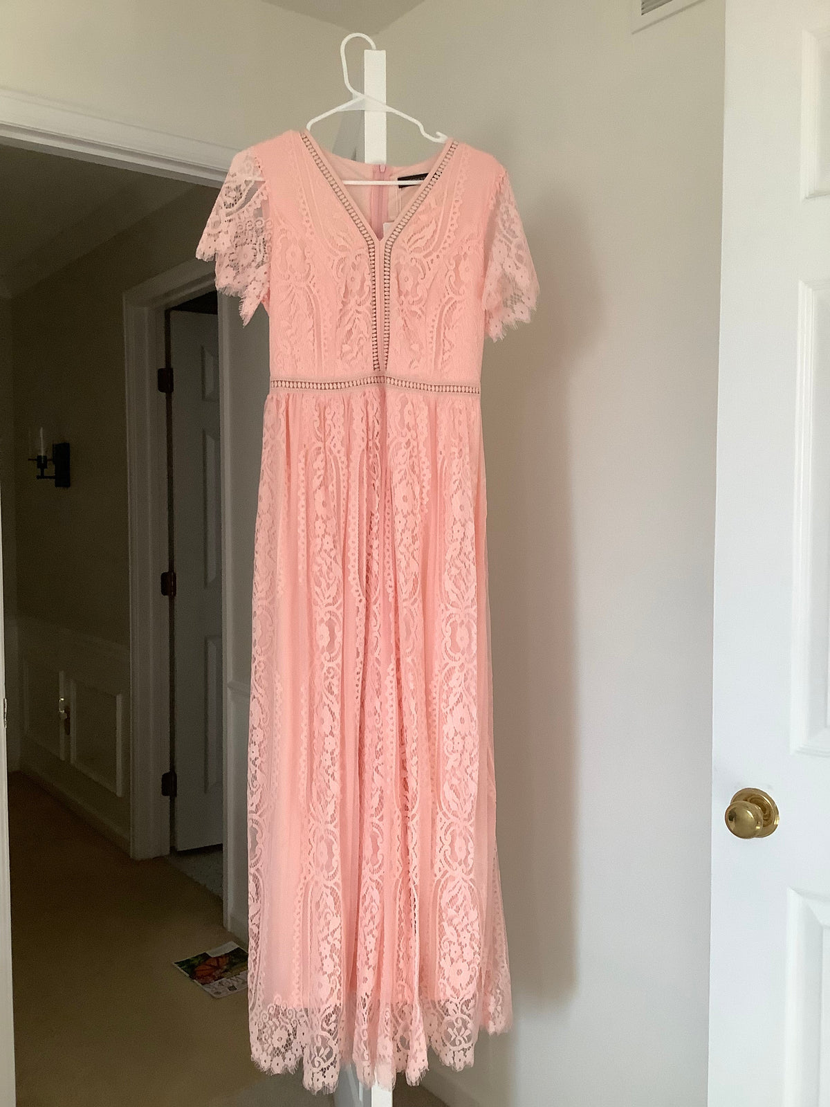 #130 NWT Light Pink lace dress Sz M
