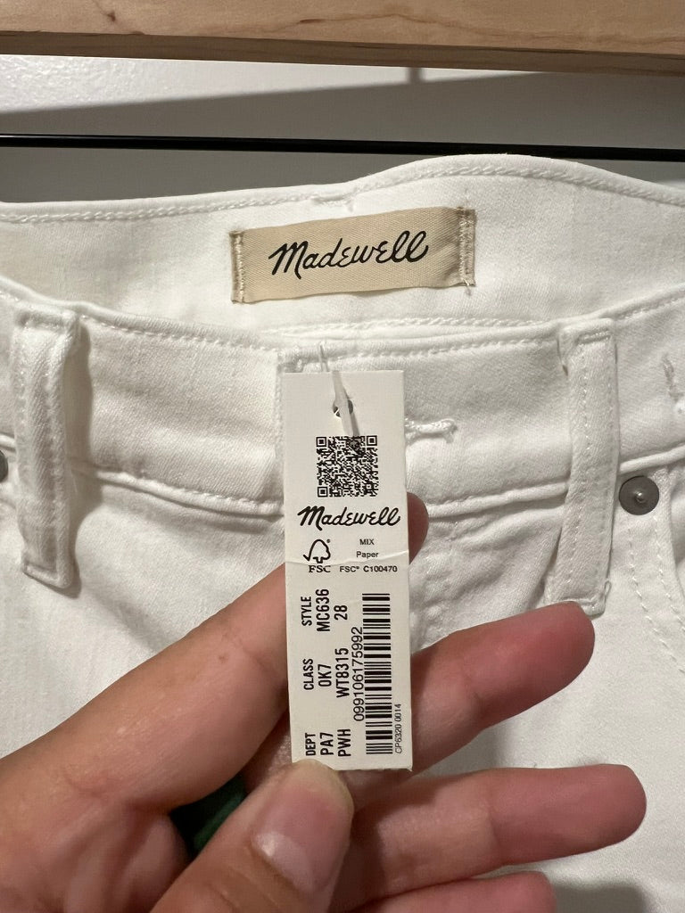 Seller #76 - Madewell Stovepipe High Rise Jeans - White - NWT - Size W 28
