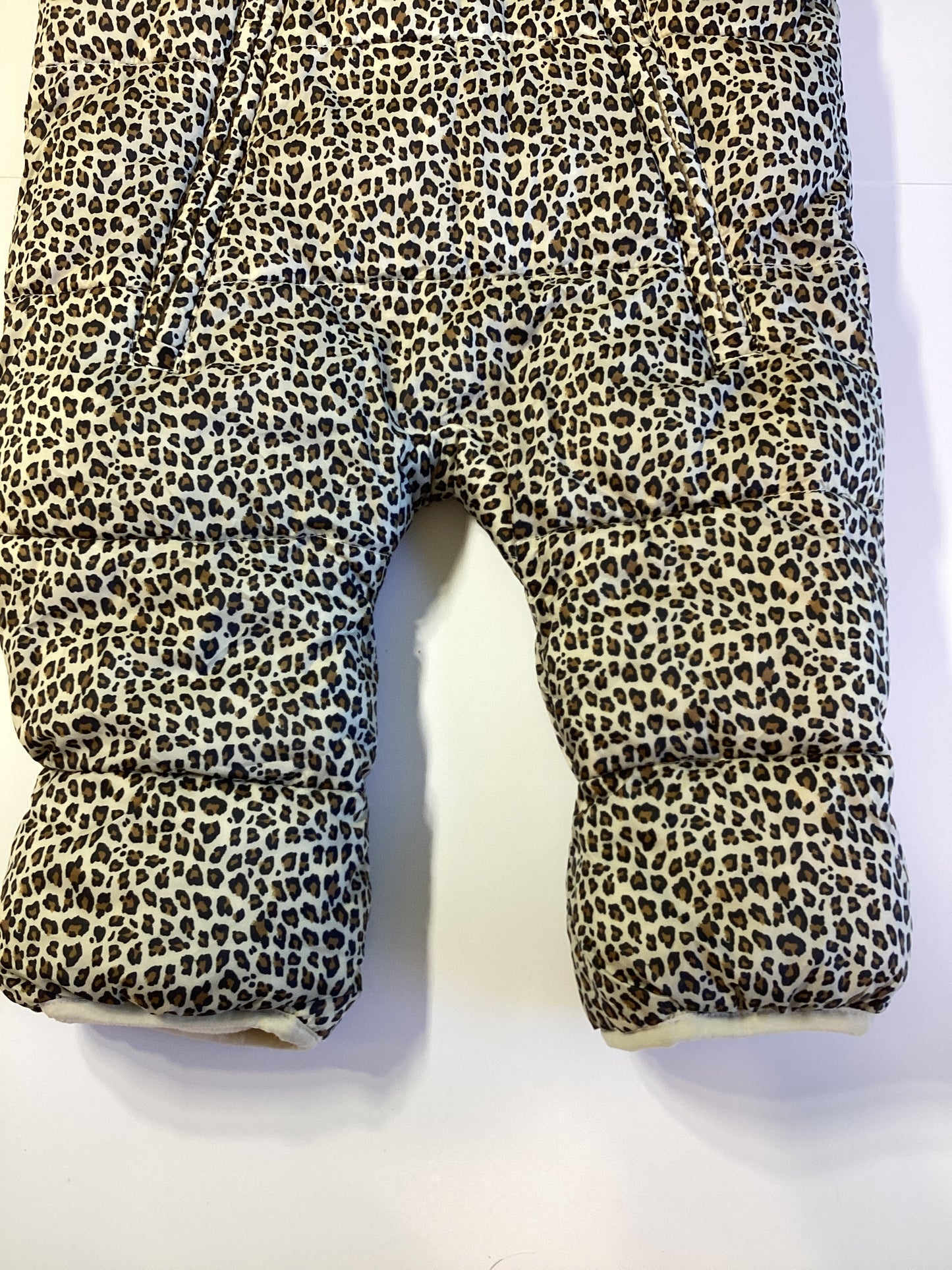 #129 REDUCED Baby gap 6-12 m cheetah snow suit