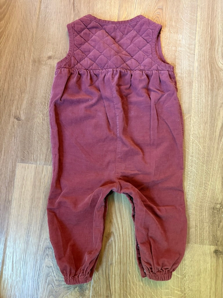 #6 - Old Navy Girls Burgundy Corduroy Jumpsuit - 12-18 months