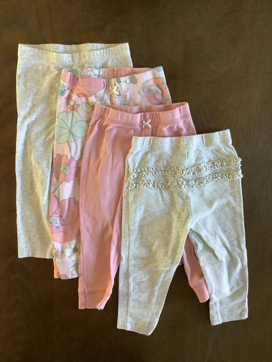 Carter’s girls set of 4 leggings pink, gray and floral size 18 months