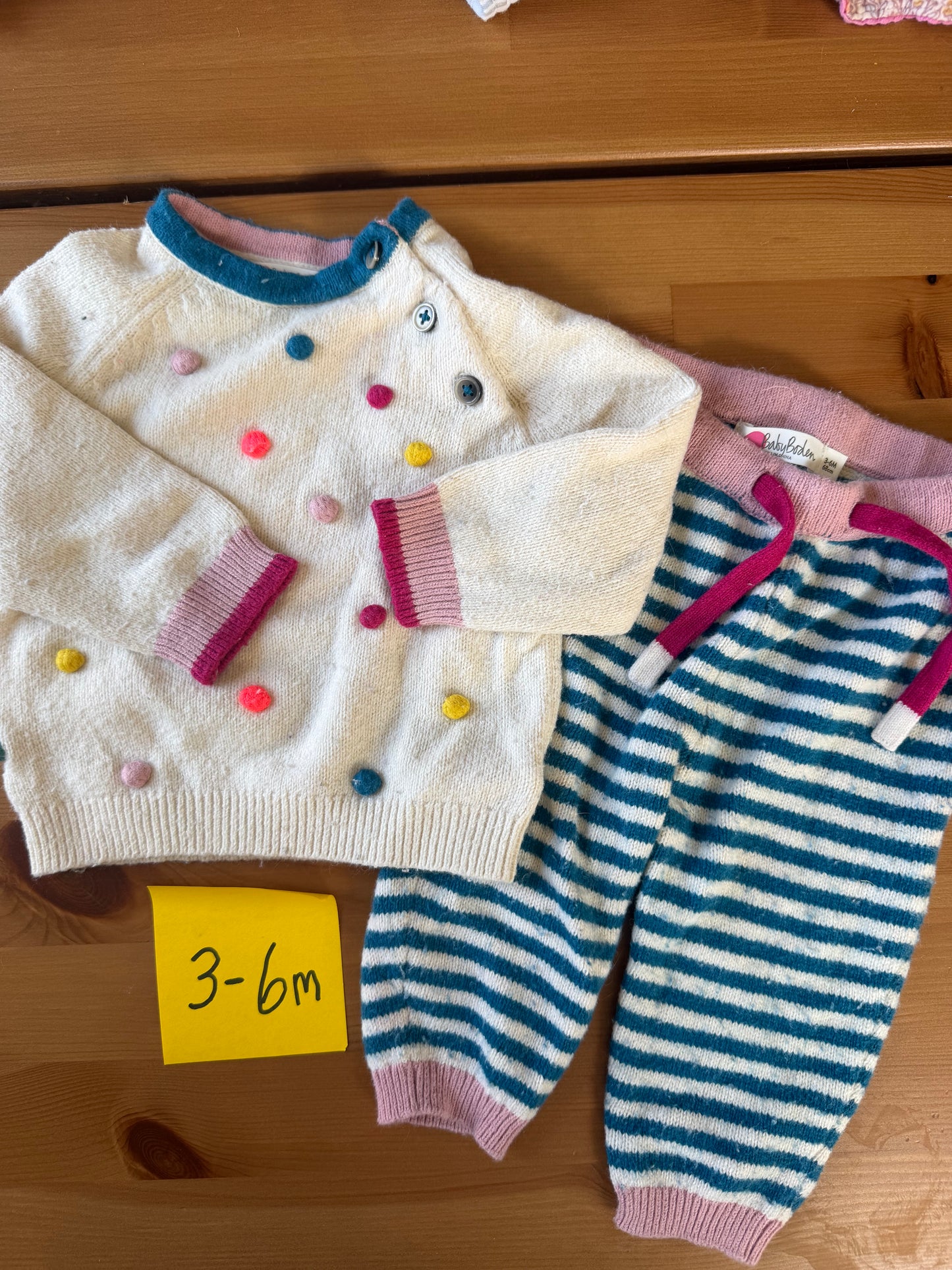 Seller #94 Girls 3-6m Mini boden Polka Dot and Stripe Sweater Set