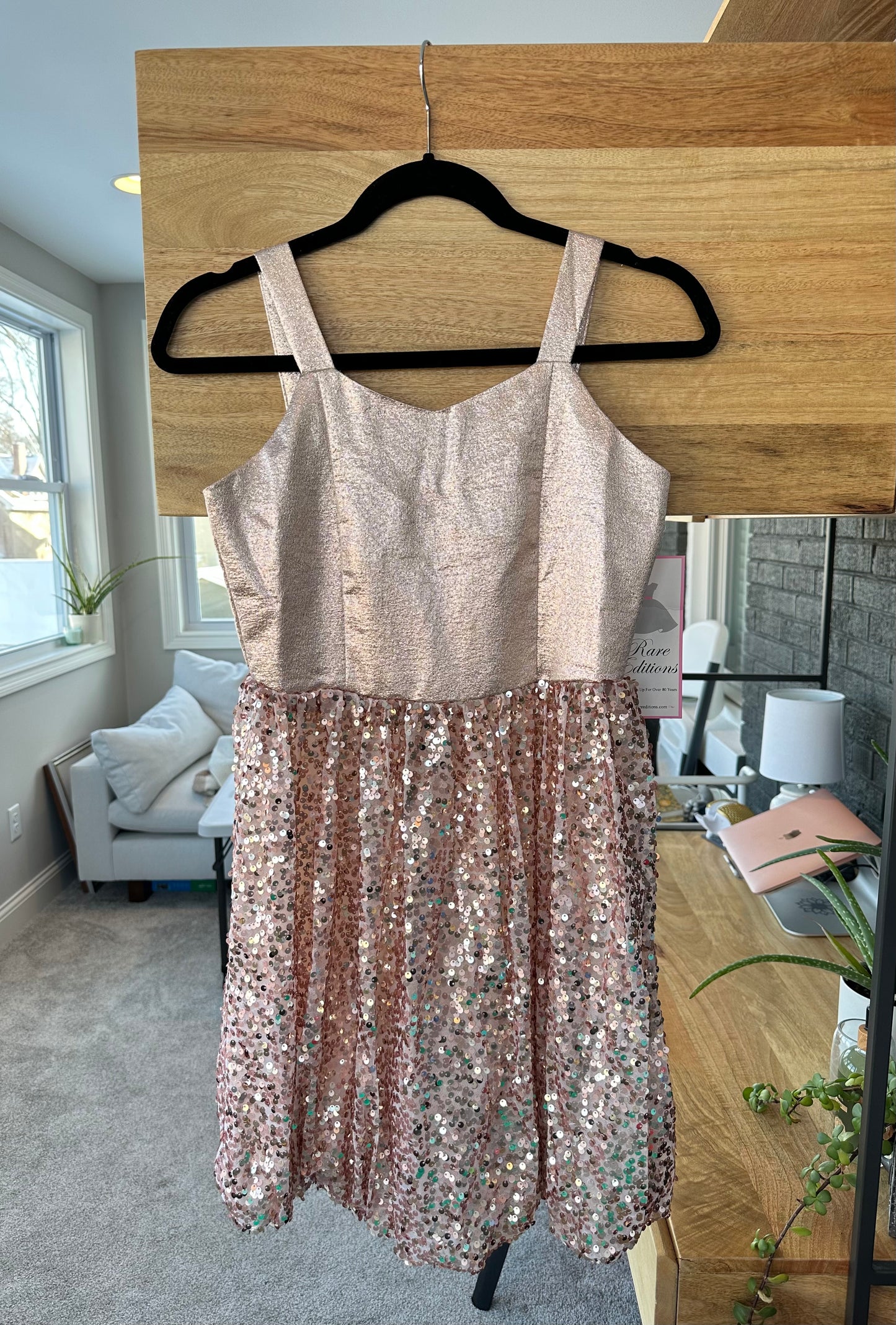 Rose Gold/Blush Dress with Sequins Girls Size 14 - NWT