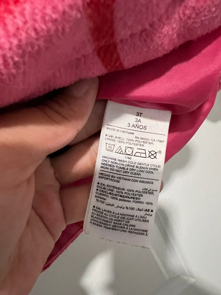 Seller #76 - Old Navy Plaid Button-Front Critter Hooded Coat Toddler - Size 3T - Pink Plaid