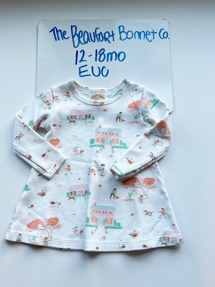 Beaufort Bonnet Co Girl's 12-18 month Fall themed Long sleeved Dress, EUC
