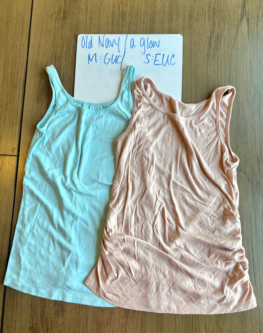 Old Navy / A Glow Maternity Fitted Tank Top Set (2) Size Small, EUC