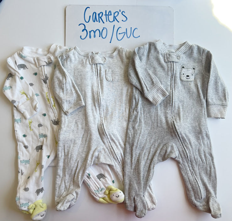 Carter's Gender Neutral 3 month Zip Sleeper Set (3), GUC