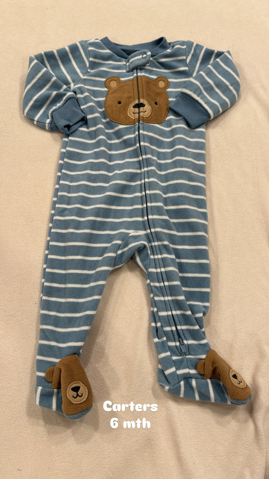 #145 Carters fleece sleeper Boys 6 mth EUC