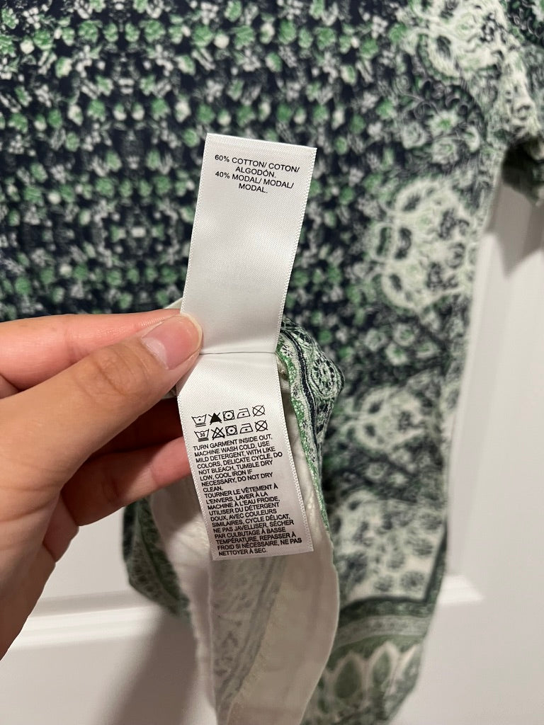 Seller #76 - Lucky Brand NWT Boho Knit Top Tee Shirt Floral Short Slv Cotton Blend - Small