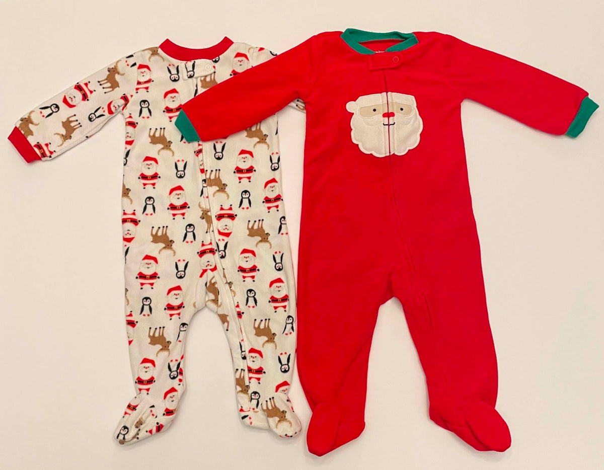#54 - Girls/Gender Neutral 6-9M Carters Fleece Christmas Sleepers (2)