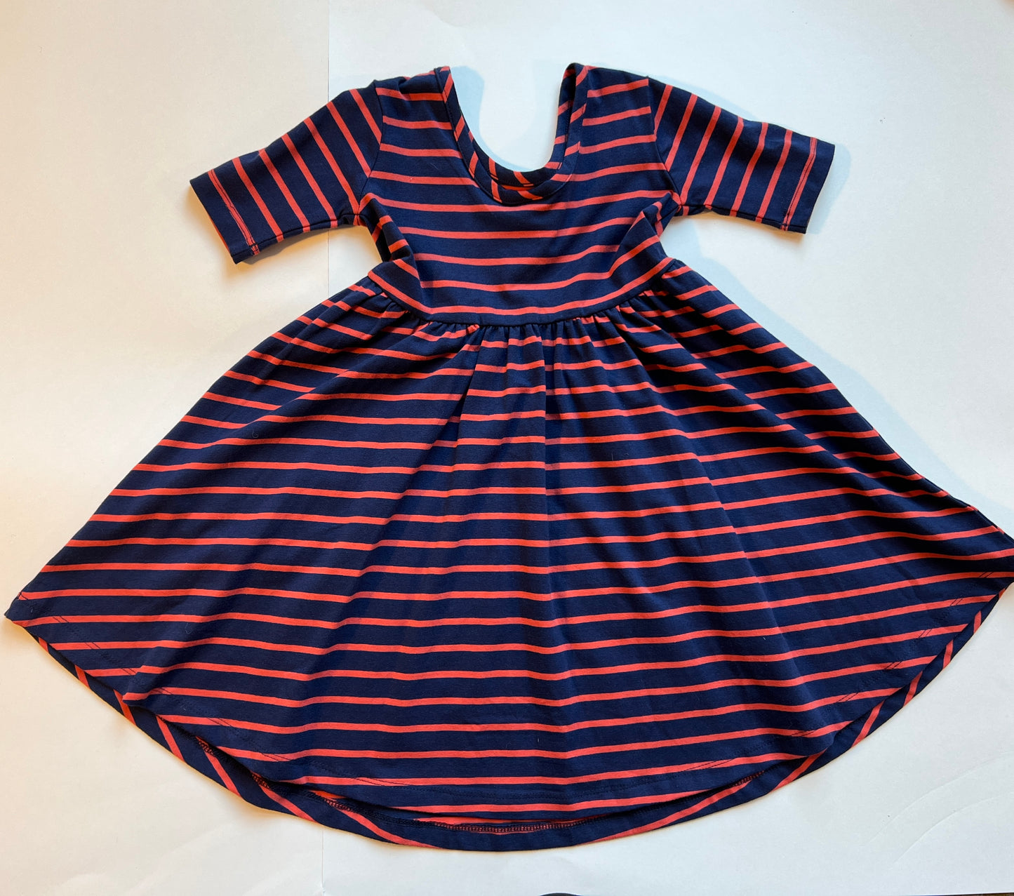 Girls 90 (3T) Hanna Navy and Red Stripe Twirl Dress with Pockets
