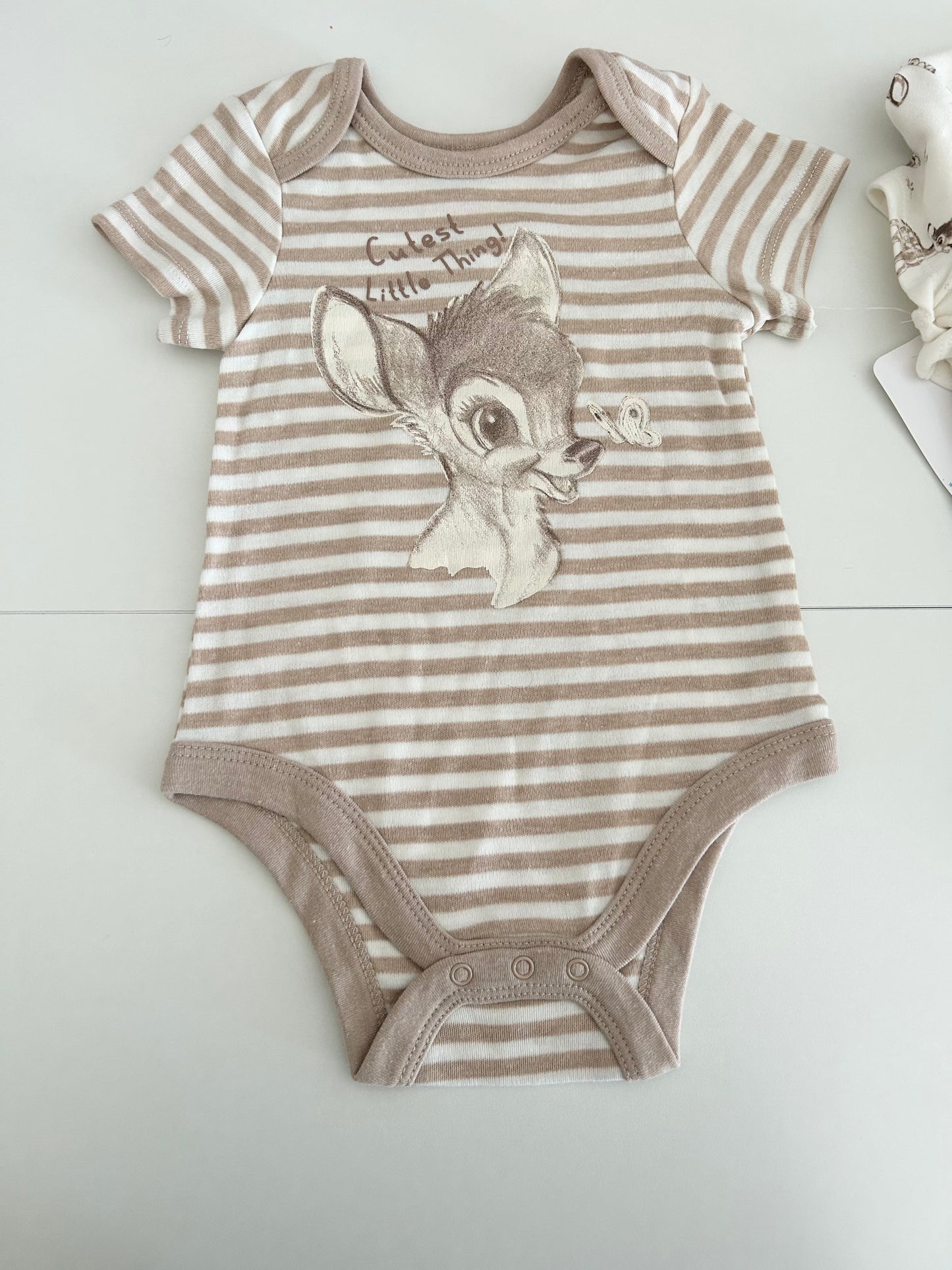Disney Baby | Bambi Onesie + Pants Bundle | Gender Neutral | Off White & Brown | 6-9 months