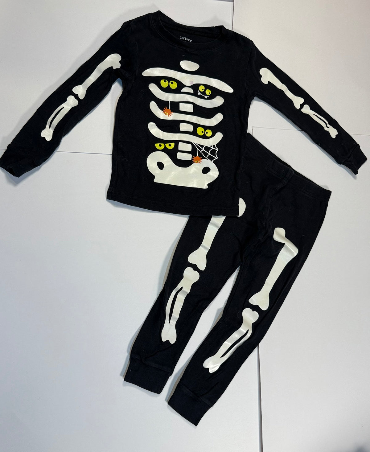 #141 Unisex Girls/Boys 4 Skeleton Glow in the Darl Long Sleeve Pajamas