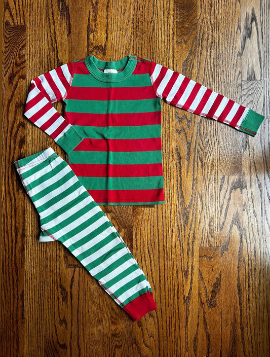 Seller #115 - REDUCED Hanna Andersson Gender Neutral 3T / 90cm Red & Green Striped Holiday Pajamas, VGUC