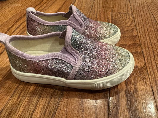 Girls Shoe 7 Purple Glitter Cat & Jack Slide Ons