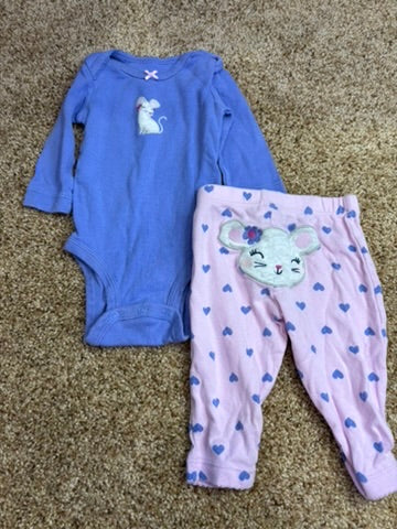 #86A girls 3 mo carters outfit