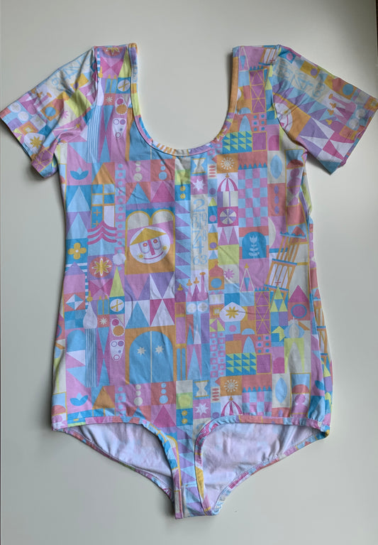 Seller 122 WILD RICH KIDS ADULT LEO Size 14 "Small World Print"
