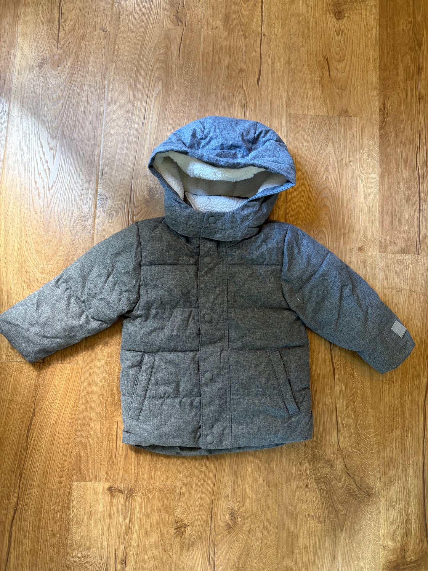 #6 - Baby Gap Grey Hooded Winter Coat - boys or girls - 2T