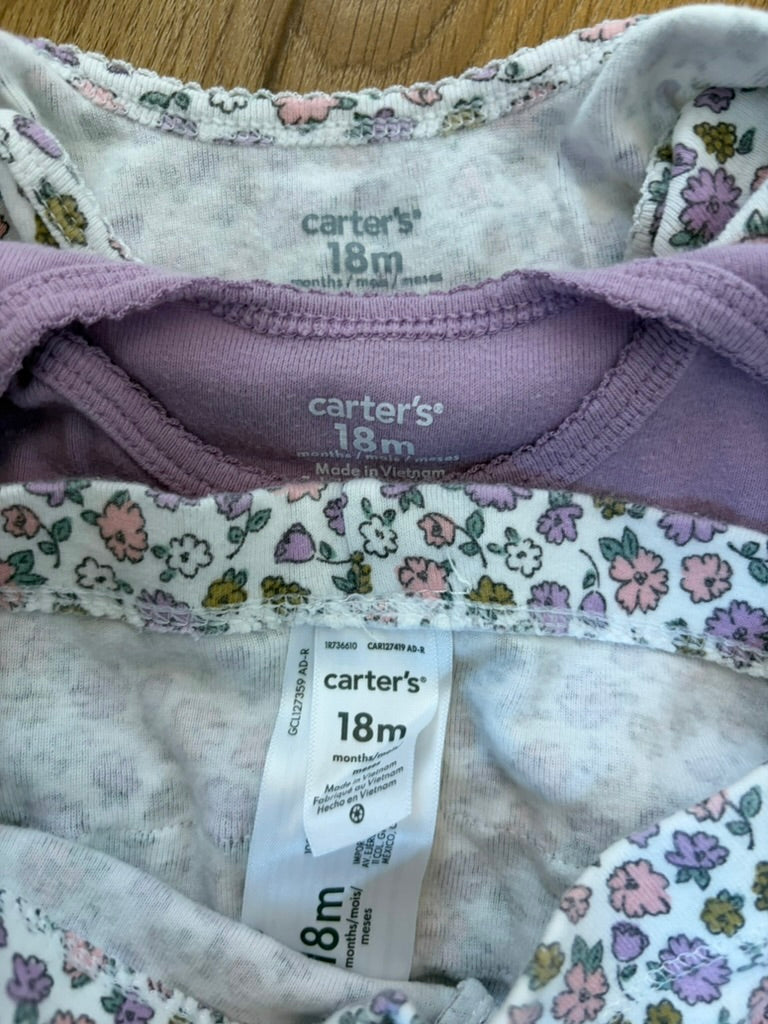 #6 - Carters Girls Purple Floral Outfit with 2 tops - 18 months