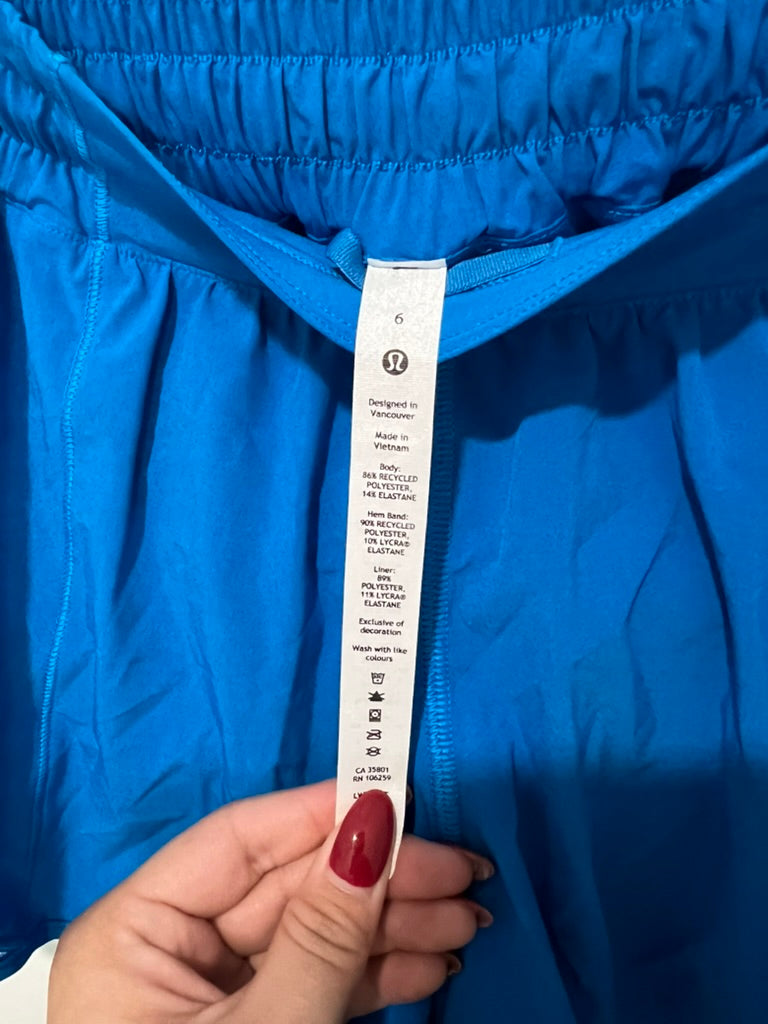 Seller #76 **REDUCED** - Lululemon Hotty Hot LR Short 4" *Lined Size 6 Blue PLSI NWT $68